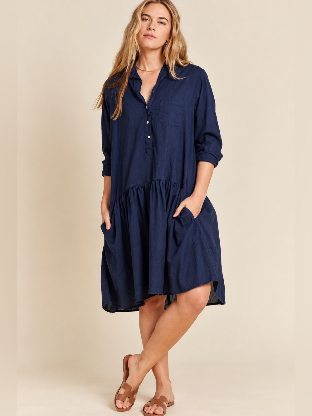 GRAYSON The Changemaker Full Length Navy Cotton Dress
